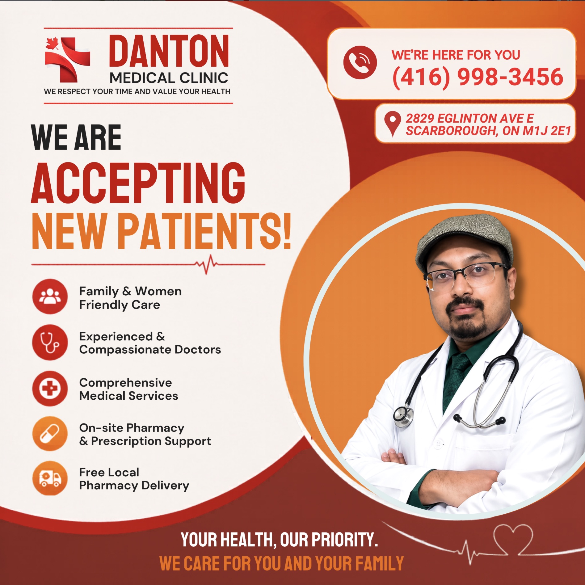 Danton Medical Clinic accepting new patients poster